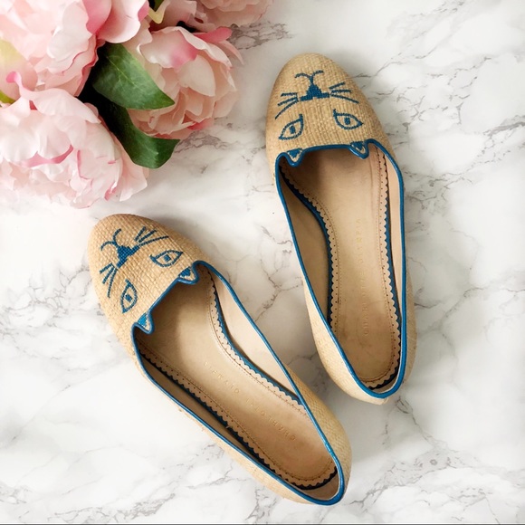 Charlotte Olympia Shoes - Charlotte Olympia kitty raffia flats